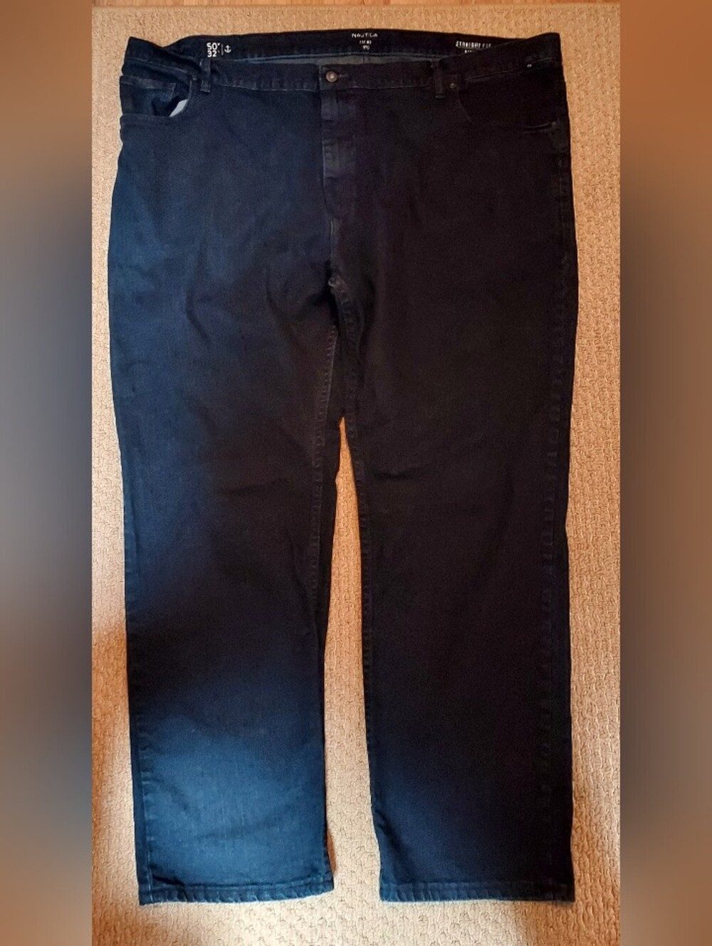 Nautica Mens Jeans Blue Denim Big Tall Straight Stretch Dark Wash Classic 50x32